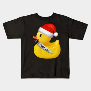 Yellow xmas rubber duck with knife Duck you Kids T-Shirt